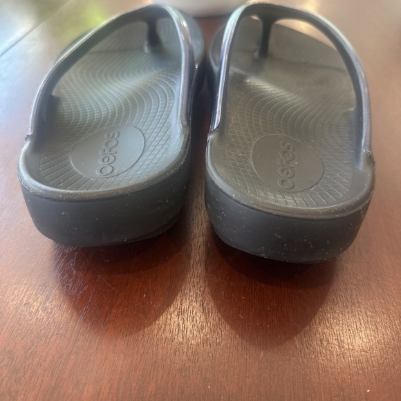 Oofos Oolala Luxe Sandals Womens Sz 8 Black Purple Teal  Thong Slip‎ On - Picture 3 of 6